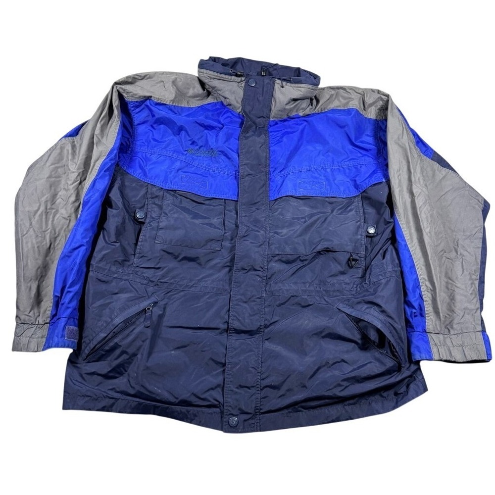 Columbia Williwaw Mens XL Colorblock Jacket Navy Blue Grey Vintage Windbreaker